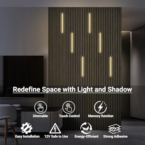 HAMRVL Black Wall Panel Lights, Self-Adhesive Dimmable Wall Slat Lights - Image 2