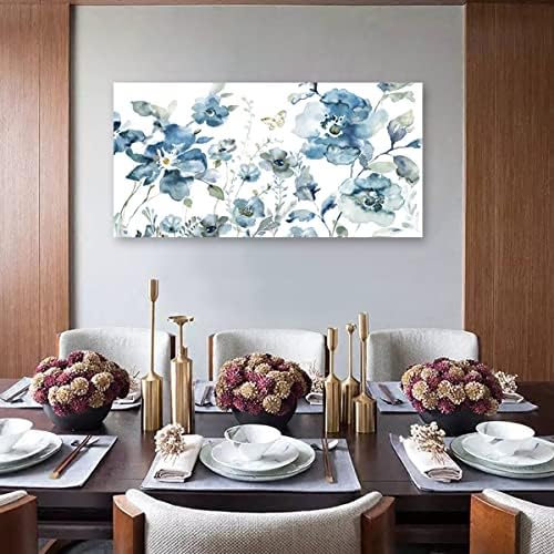 Flower Canvas Wall Art Blue Floral Canvas Painting Pictures - Image 3