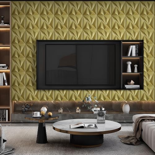 STICKGOO 3D Wall Panels Diamond, Champaign Gold, 33 Pack - Image 3