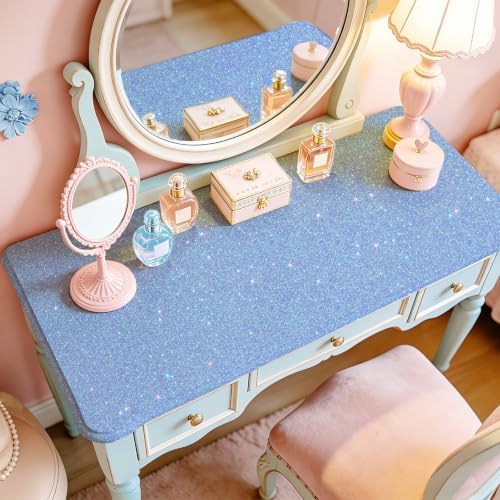 Periwinkle Blue Iridescent Glitter Peel and Stick Wallpaper Roll - Image 4