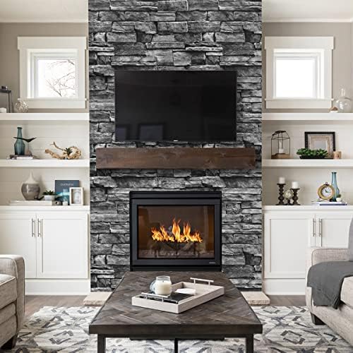Jeweluck Grey Brick Wallpaper Stone Peel and Stick Wallpaper 17.7”×236.2” - Image 2