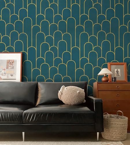 Yasinet Peel and Stick Wallpaper Green and Gold Wallpaper Modern Dark Green - Image 5