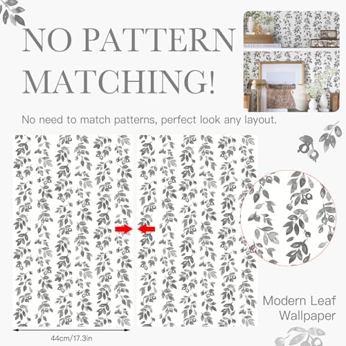 Heroad Grey Wallpaper Vintage Peel and Stick Wallpaper Leaf Contact Paper - Image 3