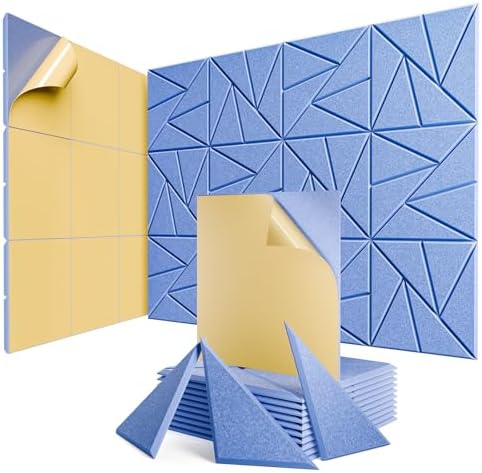 12 Pack Self-Adhesive Acoustic Panels, Sound Proof Foam Panels by ROOME