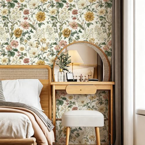 Floral Peel and Stick Wallpaper Vintage Floral 16.9in x 118.1in - Image 5