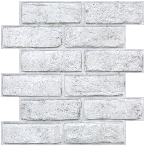 3D Peel and Stick Faux Brick Wall Panels 11.8" x 11.8" 10-Pack by SMOOSTIKCDECOR