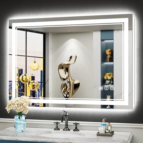 44x30 LED Bathroom Mirror, Backlit & Front Lit Lighted Mirror by Awandee