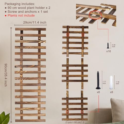 Pack of 2 Vertical Wooden Wall Planter Trellis - Image 3