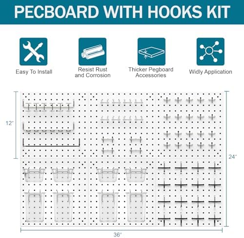 Peg Board Kit, Includes Pegboard and Accessories, - Image 4