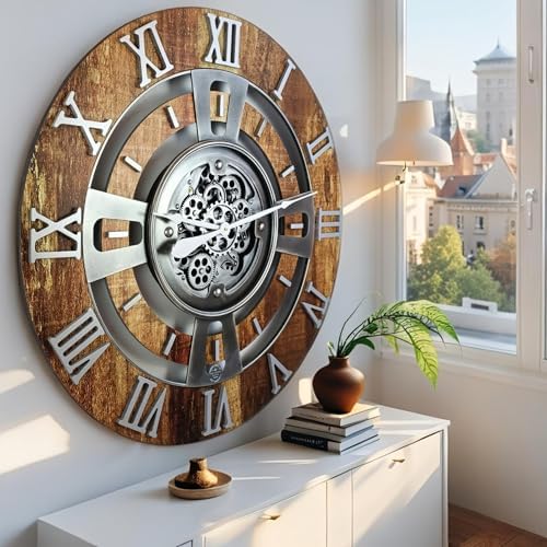 ImprovingLife The Gears Clock Real Moving Gear Wall Clock England Line) - Image 3