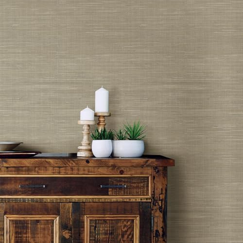 NuWallpaper Neutral Faux Grasscloth Peel and Stick Wallpaper, Textured - Image 4