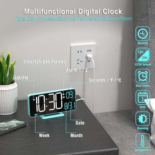 KOSUMOSU Digital Alarm Clock, 6.7in Digital Clock - Image 4