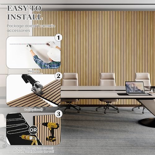 4 Pack 105.9" x 12.6" x 0.8" Acoustic Wall Panels Sound Absorbing, Wood Slat - Image 6