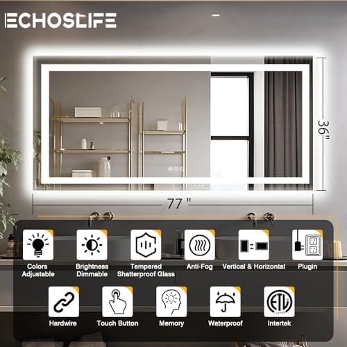 EchosLife 77"x36" Large LED Bathroom Mirror - Image 2