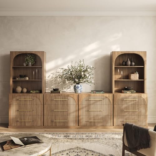 BELLEZE Jagger 130" Wall Unit 6-Piece Modular TV Stand by BELLEZE