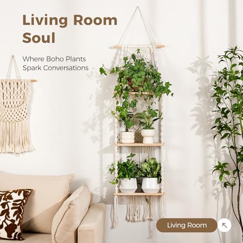 Bamworld Plant Wall Shelf Boho Plant Stand Window Plant Shelf - Image 3