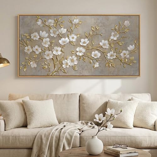 Large Framed Neutral Floral Wall Art by Cuspin