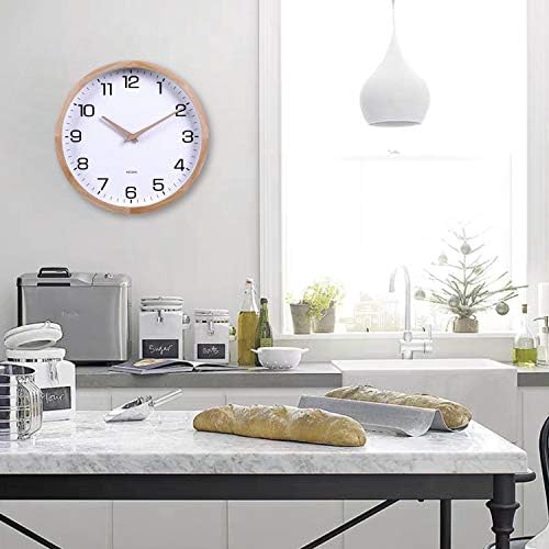 Kesin 12 Inches Wooden Round Silent Wall Clock White Wood Wall Clocks - Image 4