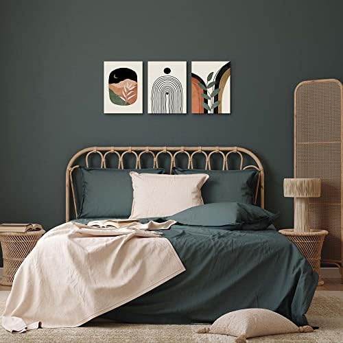 Boho Wall Art Prints Set of 3, Neutral Abstract Geometric Canvas Artwork - Image 4