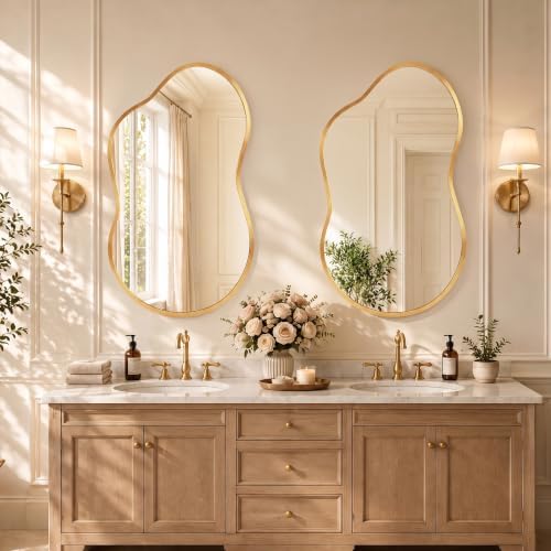 Bathroom Mirror for Over Sink-Gold Home Decor Wall Mirror 24"x 36" Single - Image 2