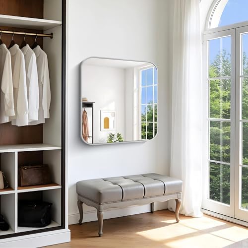 Silver Bathroom Mirror, 36 x 36 Inch Square Mirrors - Image 6