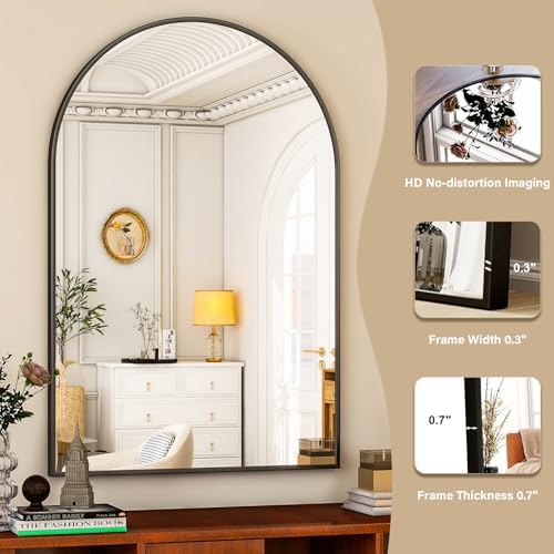 HARRITPURE 16"x24" Arched Bathroom Mirror - Image 3