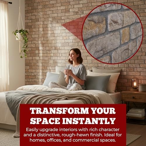 K&B Panels 3D Wall Panels, Rustic Brick Effect Styrofoam Wall Panelling Kit - Image 2