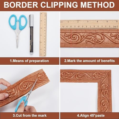 CRASPIRE 177x1.57In Crown Molding Trim Brown Self Adhesive Peel and Stick Foam - Image 6