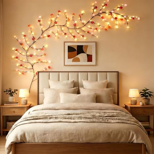 Rose LED Tree Branch Lights for Wall, Rose Blossom Vine Lights Decor by Garayma