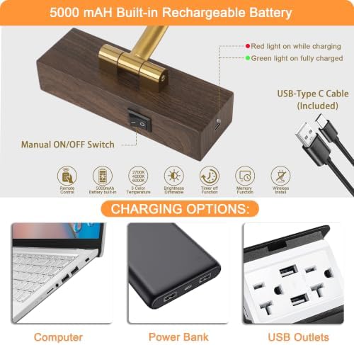 Tassuowell LED Picture Lights for Wall Rechargeable, Battery Operated Art Light - Image 5