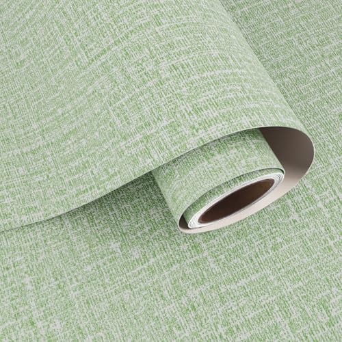 VaryPaper 15.7"x78.7" Light Green Grasscloth Peel and Stick Wallpaper Textured by VaryPaper