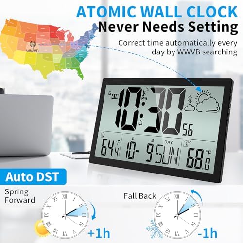 14.6" Atomic Wall Clock Battery Operated - Image 4
