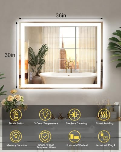 30x36 LED Bathroom Mirror, Separate Front and Back Lights - Image 6