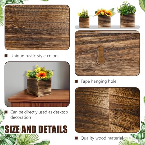 Ziliny 6 Pack Wooden Wall Planters Rustic Hanging Wall Planters, 3 Sizes - Image 3