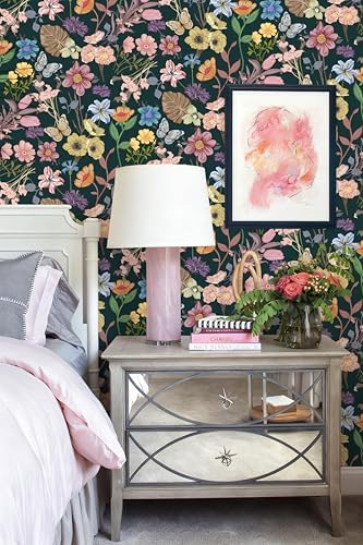 EchoSphere 16.9" x118" Dark Vintage Peel and Stick Wallpaper Floral Leaf - Image 2