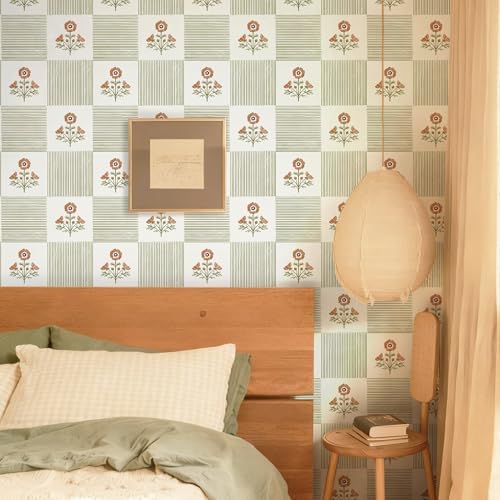 Guvana Green Floral Peel and Stick Wallpaper Vintage Floral Wallpaper Boho Wall - Image 2