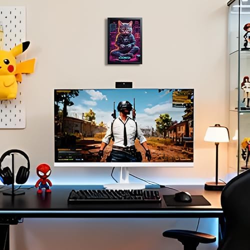 Framed Gamer Cat Canvas Wall Art, Kitten Playing Video Game Wall Decor - Image 6