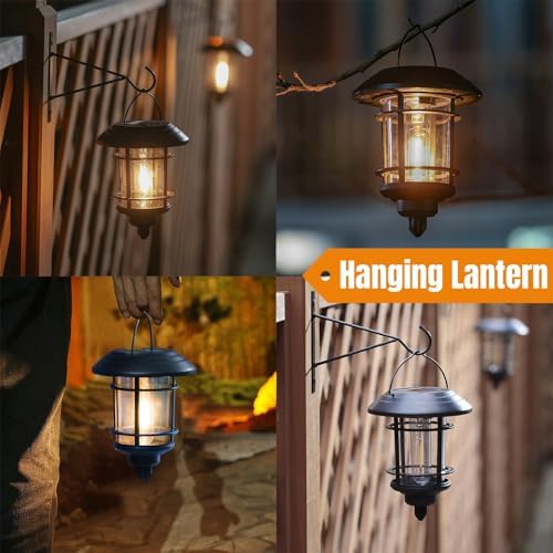 Dynaming 4 Pack Solar Lanterns Outdoor, Hanging Lantern Solar Garden Lights - Image 6