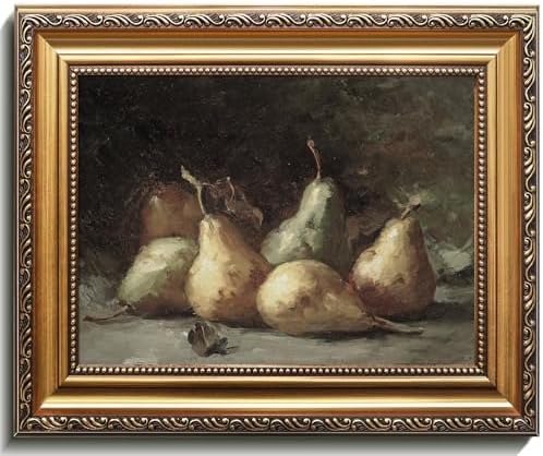 uniro Vintage Gold Framed Wall Art, Vintage Pears Still Life Canvas Art Prints by uniro