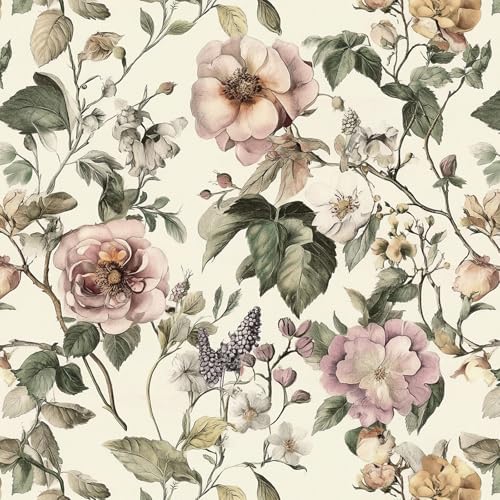 Toduso Peel and Stick Wallpaper Vintage Floral Contact Paper Removable Wall by Toduso