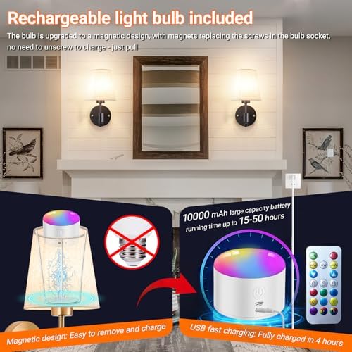 YHCDLAMP Peel and Stick Wall Sconces, No Drilling Stick On Wall Sconce - Image 3