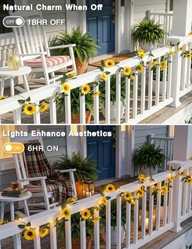 suddus Sunflower Garland with 60LED Fairy Light Battery Operated Clear Wire - Image 6