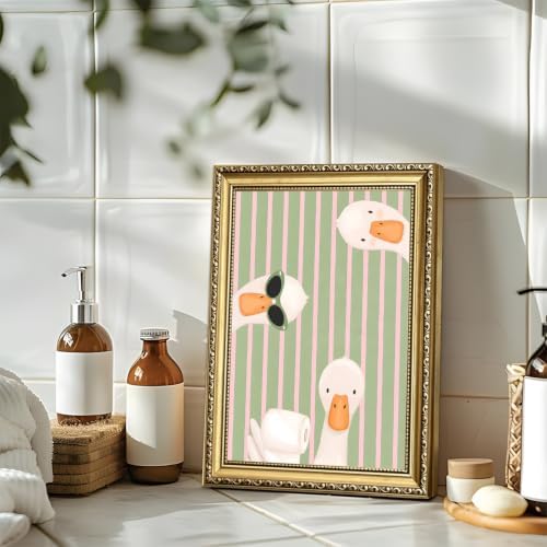 Funny Goose Bathroom Wall Art Cute Silly Gooses Toilet Wall Decor Painting - Image 6