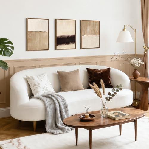 Abstract Neutral Framed Canvas Beige Dark Brown Wall Art Prints 16"x24"x3 - Image 5