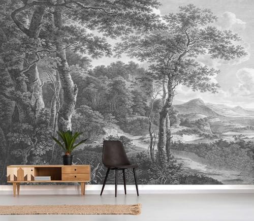 YQWDMX - Vintage Forest Peel and Stick Wallpaper Grey Jungle Mural - Image 3
