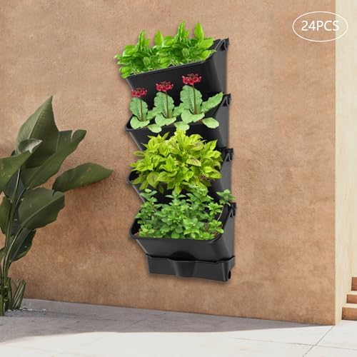 Stackable Garden Planter, 24 Pack Hanging Wall Flower Pot - Image 4