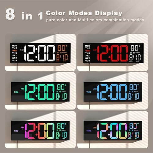 JALL 13" Large Digital Wall Mount Clock, Count Down Timer, Big LED, Temperature - Image 3