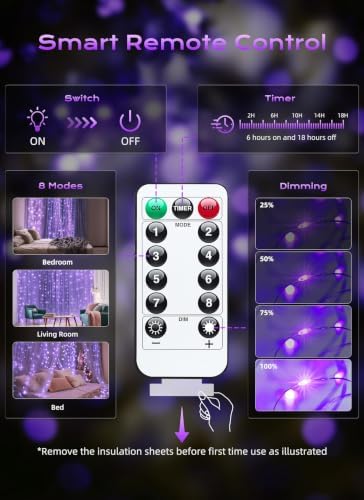 Brightown 300 LED Purple Fairy Lights, 9.8ft x 9.8ft Halloween String Light - Image 6