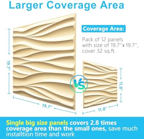STICKGOO Wave 3D Wall Panels, Light Oak, 19.7''x19.7'' - Image 6