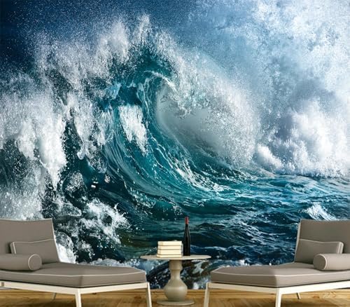 Majestic Crashing Blue Ocean Wave Wallpaper Peel Stick - Image 2